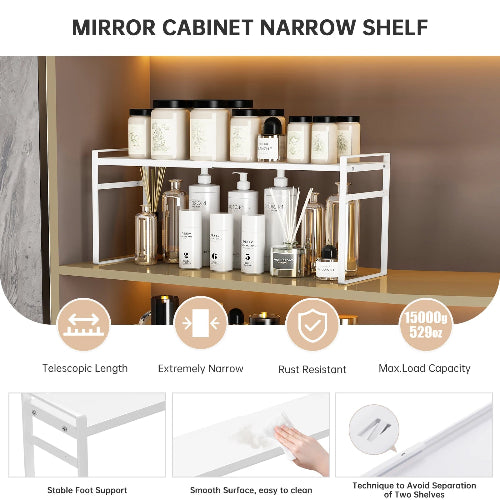 Organizator dulap baie reglabil metalic – suport depozitare cosmetice si accesorii