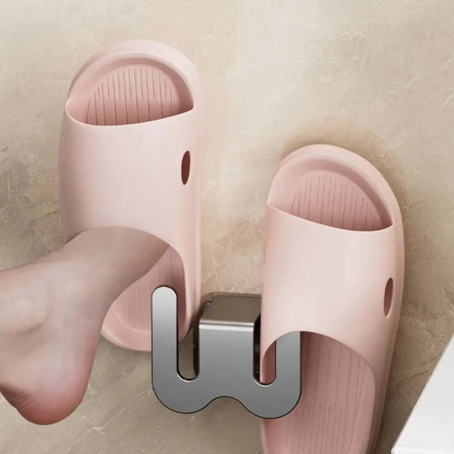 Suport papuci baie perete fara gaurire – organizator incaltaminte multifunctional, inox