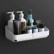 Raft organizator baie bucatarie fara gaurire – suport perete cosmetice si condimente, inox