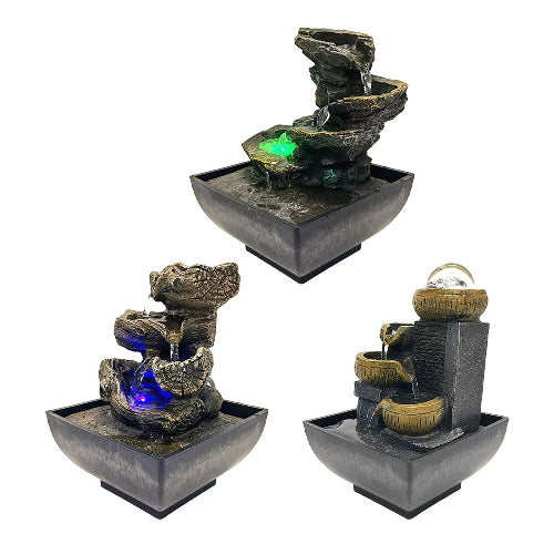 Fantana decorativa masa 4 niveluri cu pompa – cascada relaxanta Feng Shui pentru birou si gradina
