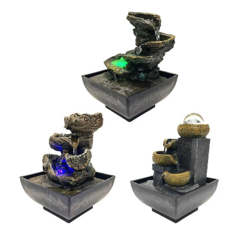 fantana decorativa de masa cu 4 niveluri si apa curgatoare pentru relaxare si decor feng shui