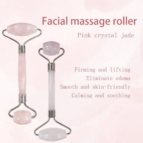 Rola faciala dubla cuart roz – masaj Gua Sha lifting, drenaj limfatic, ten luminos
