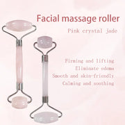 Rola faciala dubla cuart roz – masaj Gua Sha lifting, drenaj limfatic, ten luminos