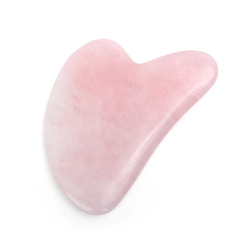 Placa Gua Sha cuart roz forma inima – masaj facial lifting, drenaj limfatic, relaxare