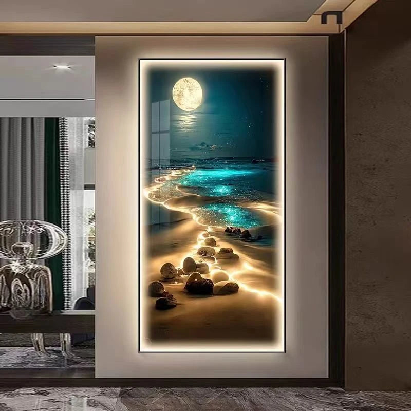 Aplica LED perete cu tablou abstract – decor modern pentru living, hol si dining