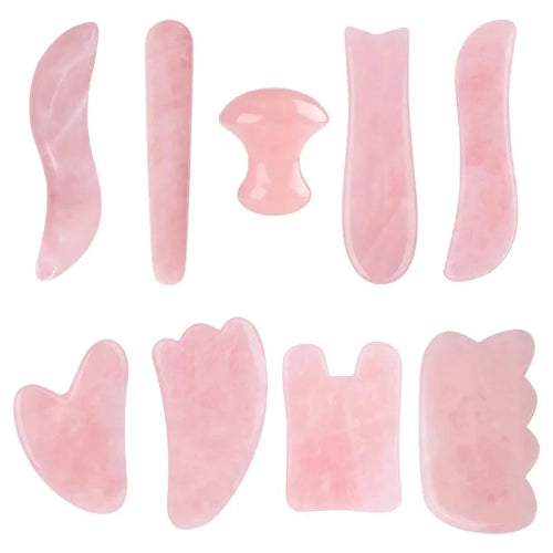 placa gua sha din cuart roz pentru masaj facial si corporal lifting si ingrijire ten