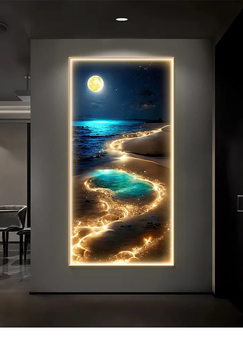 Aplica LED perete cu tablou abstract – decor modern pentru living, hol si dining