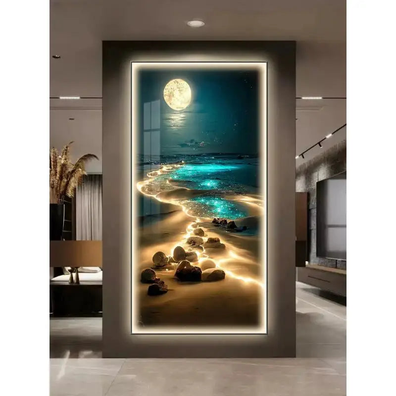 aplica led perete cu tablou abstract decor modern pentru living hol si dining iluminare ambientala