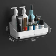 Raft organizator baie bucatarie fara gaurire – suport perete cosmetice si condimente, inox