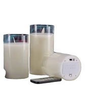Set 3 lumanari LED sticla cu telecomanda si timer – decor elegant lumina calda