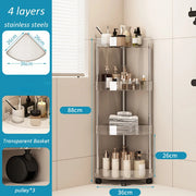 Raft organizator baie 5 niveluri cu roti – carucior depozitare multifunctional bucatarie, reglabil