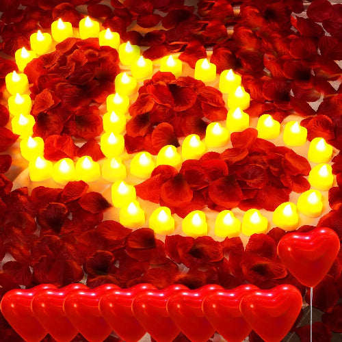 Set lumanari LED petale trandafir – lumina calda decor romantic si evenimente speciale