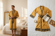 Halat barbati satin kimono – elegant cu imprimeu baroc pentru casa si relaxare
