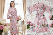 halat dama satin kimono cu buzunare – lifestyle bridal suite elegant cu flori si sampanie